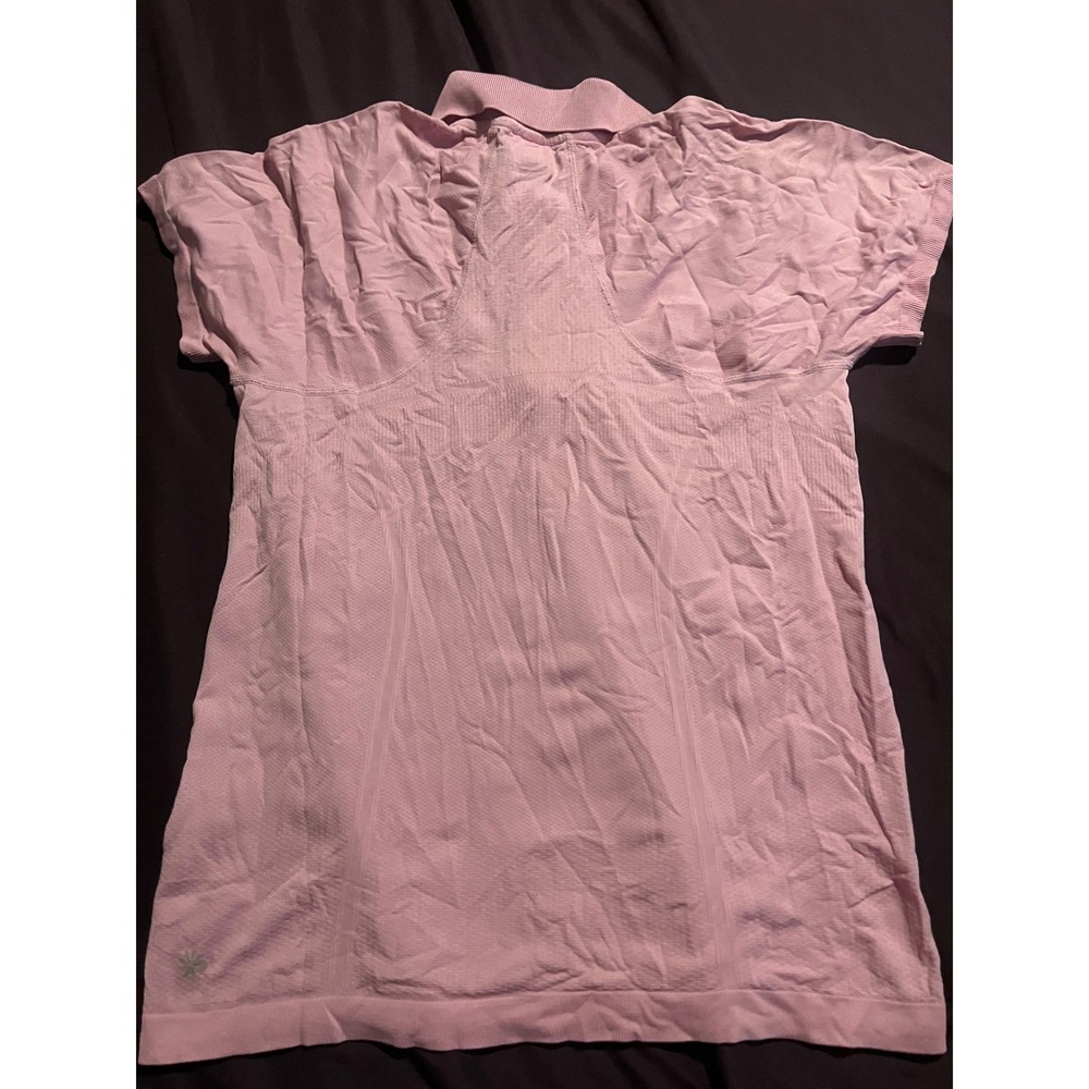 Athleta Girl Power Up Short Sleeve Polo Pink Quarter Zip Top Kids XL 14